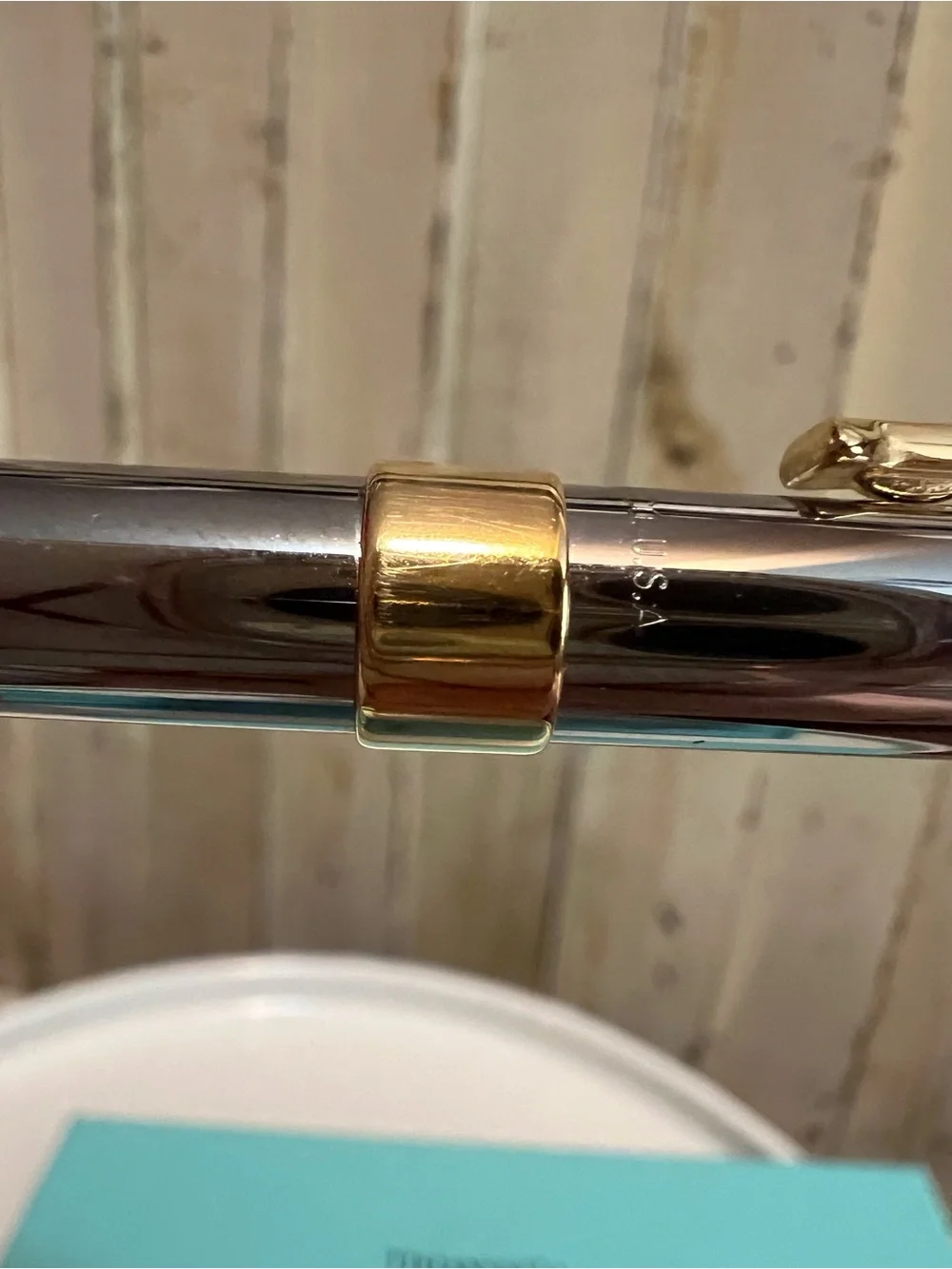 Tiffany & Co. T-Clip Ballpoint Pen, Sterling Silver & Gold Accent, Complete Set